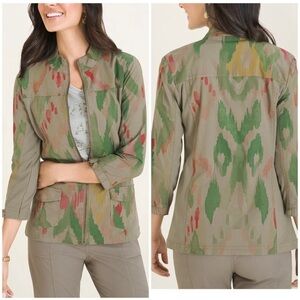 Chico's Zenergy 0 Sz 4 / 6 / S Green iKat Utility Zip Up Jacket Lightweight